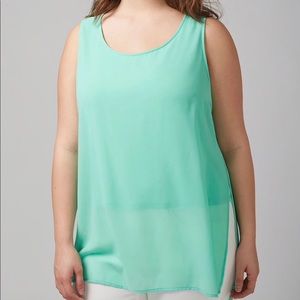 New, never worn sleeveless shell in Neptune Green